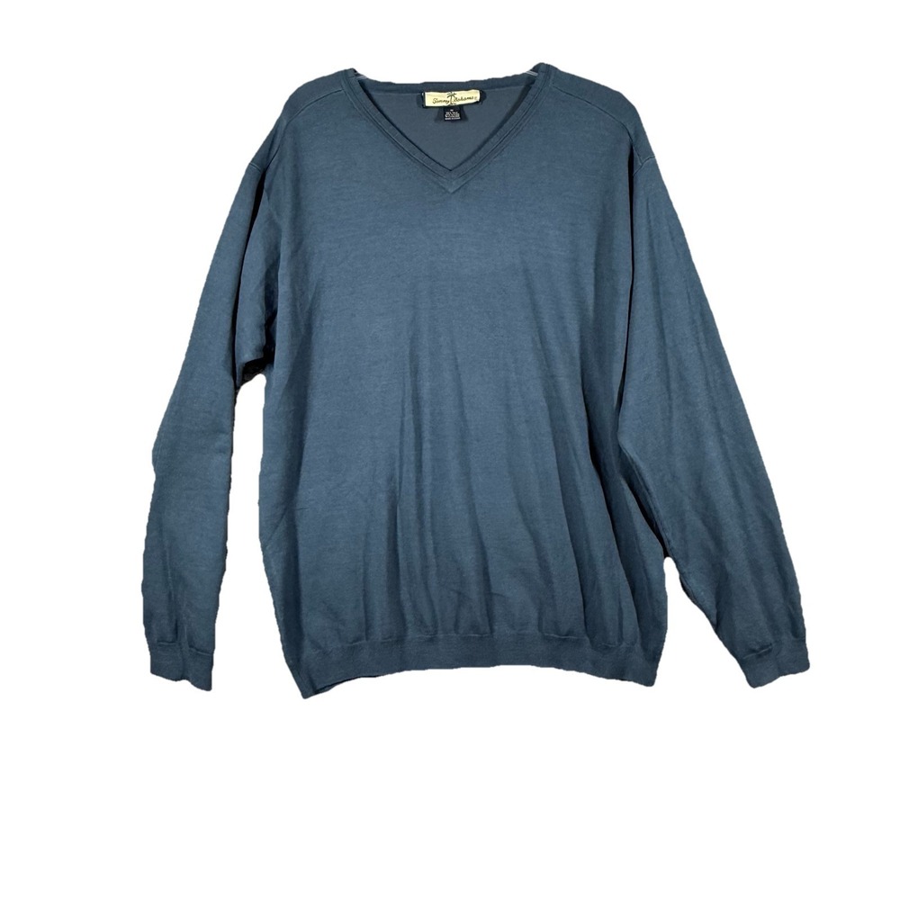 Tommy Bahama Sweater Mens XL Navy V Neck‎ Silk Blend Office Light Weight